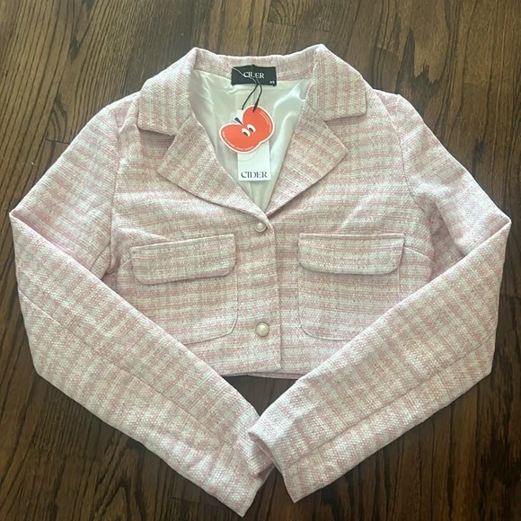 Cider Pink Lady Blazer (XS), Button Up Tube Top (XS), & Button Up Mini Skirt (S) - Picture 5 of 6